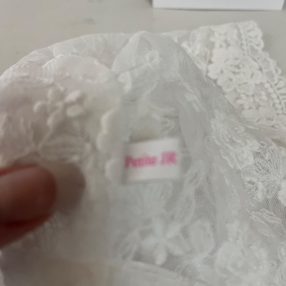 NEW PETITE JR White bonnet, Lace Bonnet, Baptism bonnet NEW baby - Picture 4 of 5